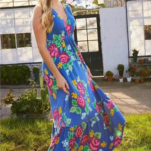 MATILDA JANE women’s Brilliant Daydream Dream Pink & Yellow Halter Sundress Maxi - Picture 1 of 15